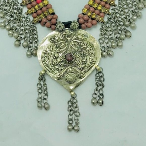 Multilayer Beaded Chain Necklac Handmade Tribal Beaded Necklace With Leaf Shap - Picture 3 of 10